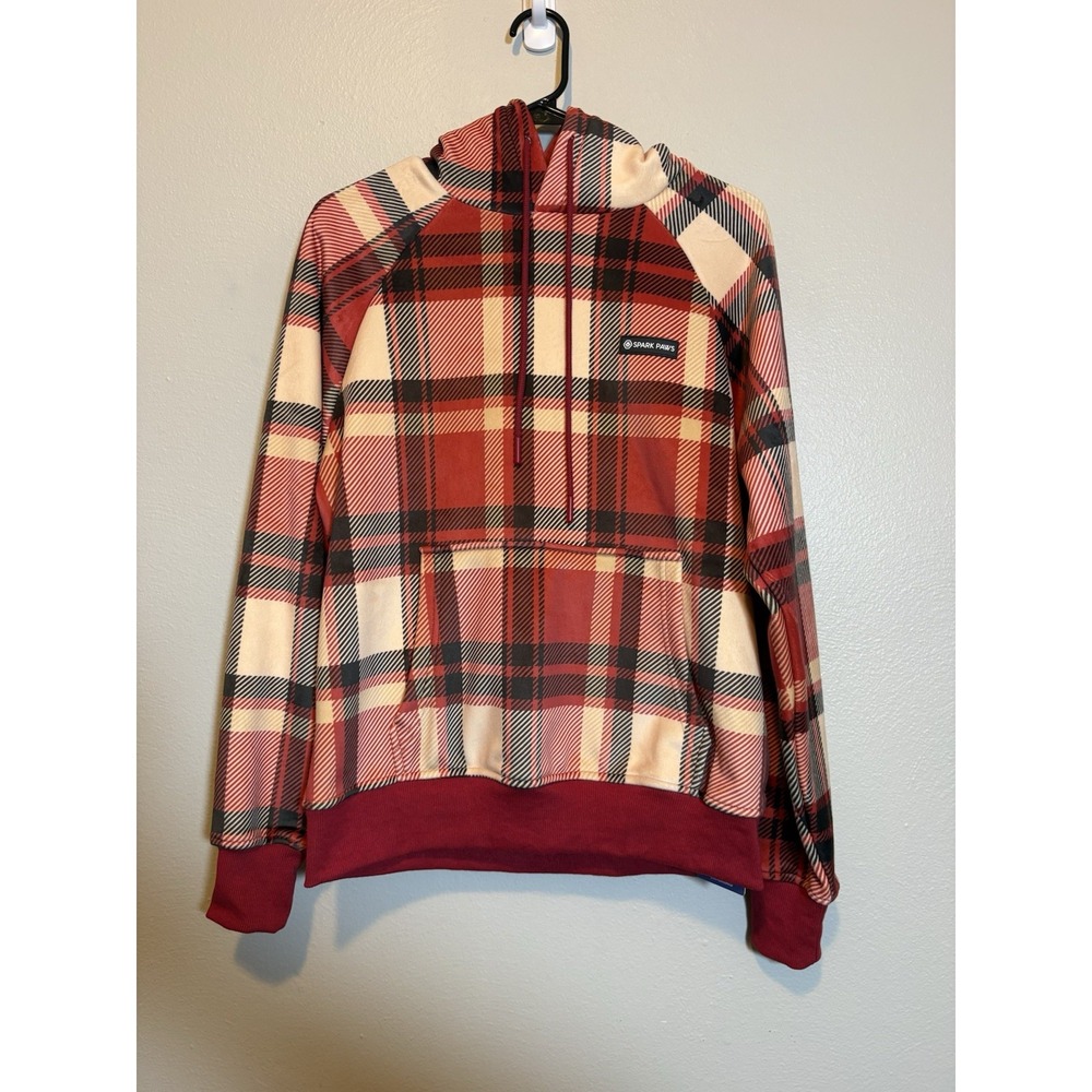 Spark Paws Human Hoodie Red Plaid Small Buttery Soft Cozy Fleece Dog Lover